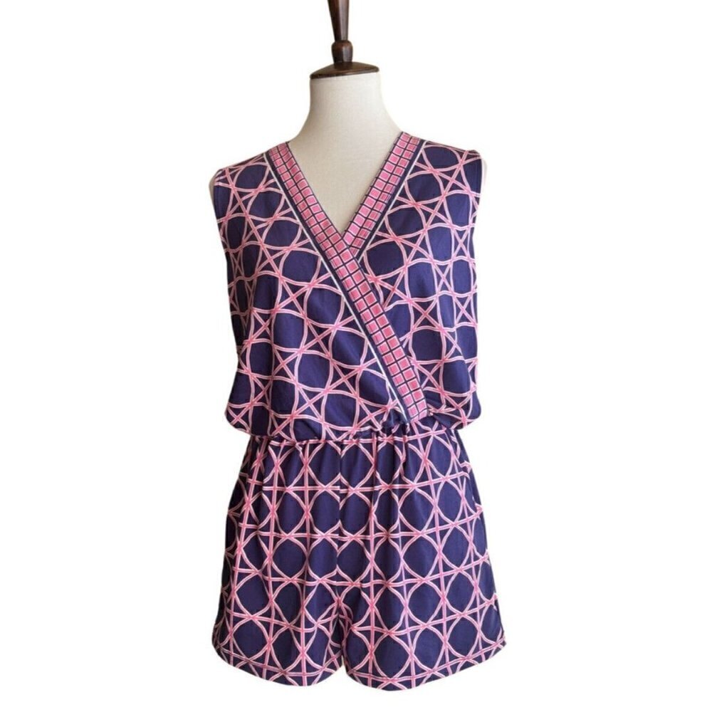Julie Brown Women's Annabel Wrap Printed Surplice Romper Size P (XS) missing tie